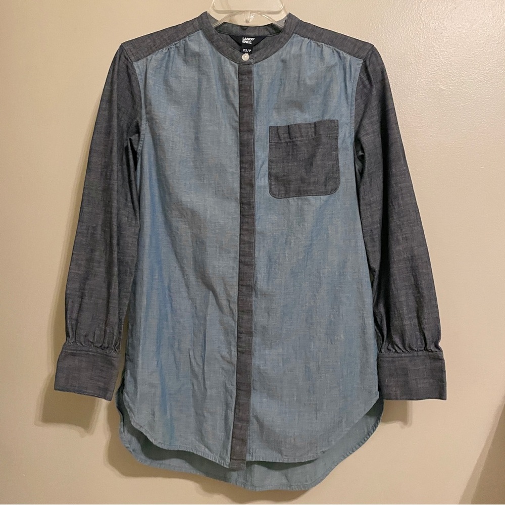 Lands' End Blue Chambray Button Down Shirt
